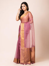 KAVVYA SOOTHING MAJENTA SOFT AND LIGHT WEIGHT BOLLYWOOD STYLE BENARASI ORGANZA WEAVING SILK SAREE - KAVVYA